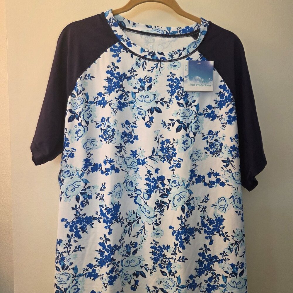 Modest Swim Shirt/Swim Skirt Combo, 3xl, Navy and White, Athletic outfit